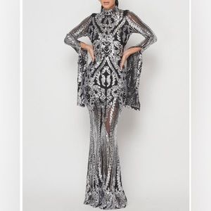 PERFECT FOR NYE silver evening gown